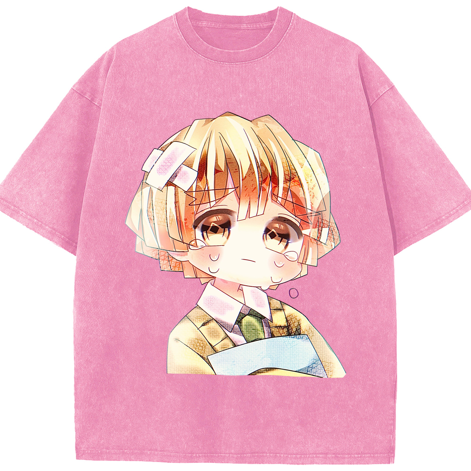 （画像用） 鬼滅の刃（きめつのやいば）我妻 善逸／あがつま ぜんいつ Agatsuma Zenitsu 綿100% ヴィンテージ風 半袖Tシャツ（フロントプリント）